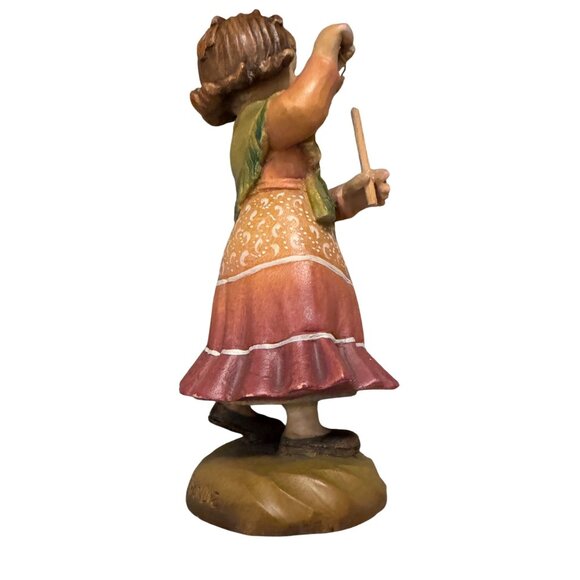 VTG ANRI TINY SOUNDS Wood Carved Girl Playing Triangle by Ferrandiz Italy - Picture 9 of 9